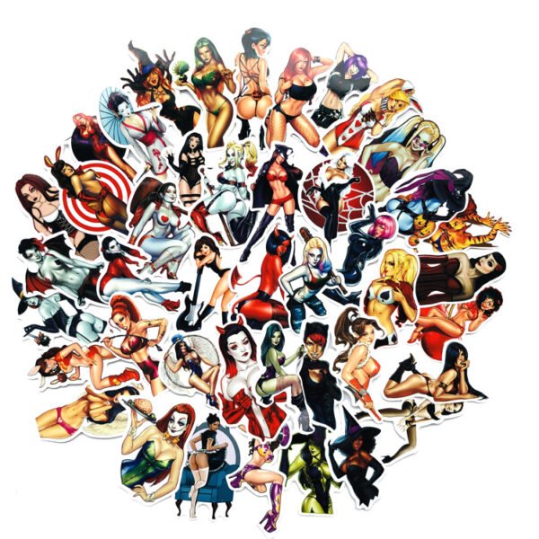 50张/包恶魔美女涂鸦贴纸性感美女复古风行李箱手机电脑个性贴纸