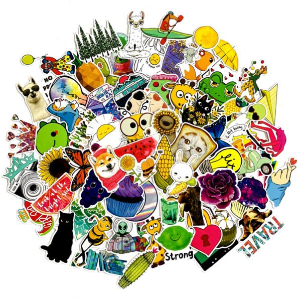 70张/包亚马逊款可爱卡通小清新防水贴纸行李箱滑板PVC汽车贴纸