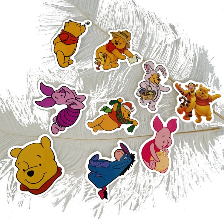 12513630869_974909541. jpg 40张/包小熊跳跳虎小猪卡通手账贴纸笔记本儿童防水涂鸦PVC贴纸 - 画像 (1)