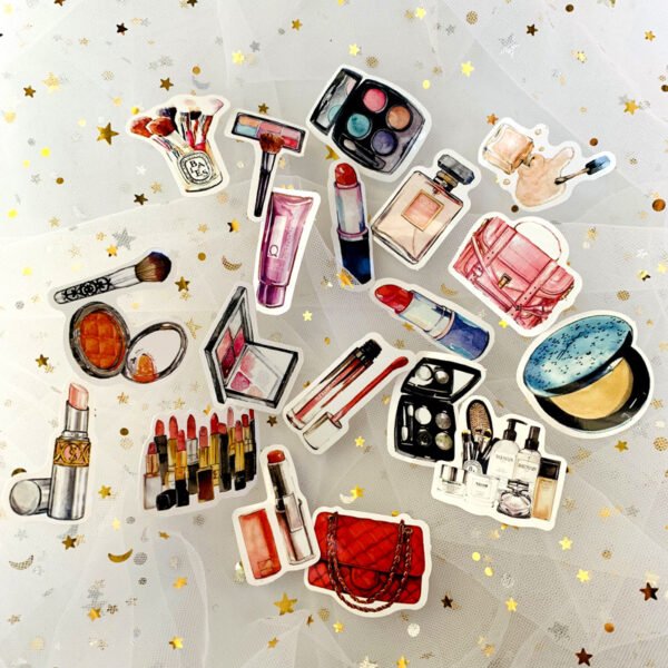 45张/包卡通可爱少女化妆品手账贴冰箱笔记本吉他防水涂鸦PVC贴纸