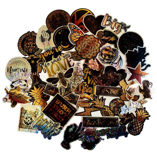 50张/包新款仿金属炫彩镭射贴冰箱头盔电动车笔记本个性贴纸