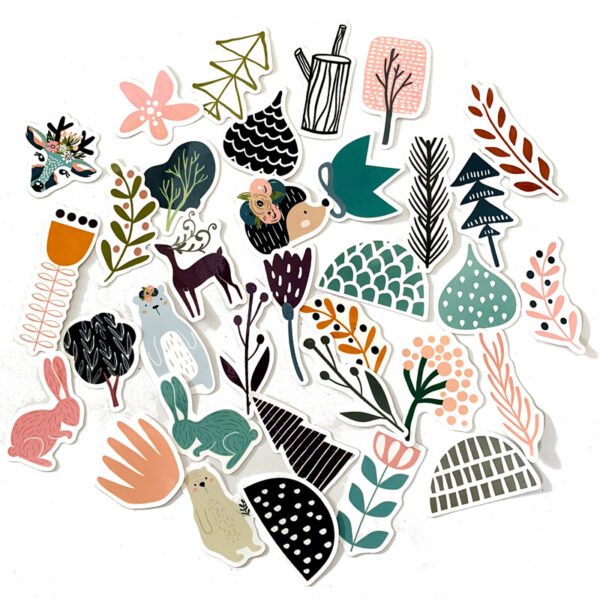 50张/包ins北欧简约风卡通贴手机行李箱电动车头盔防水文具贴纸