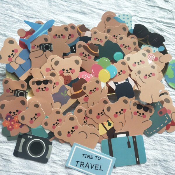 50张/包可爱ins风出门旅游的小熊熊手账手机壳笔记本电脑装饰贴纸