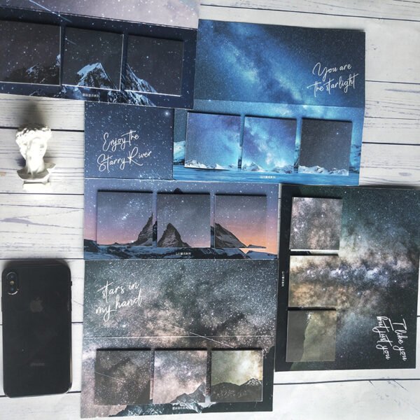 山川星河便利贴 盐系韩国ins风山川星河唯美小清新手账留言便签纸