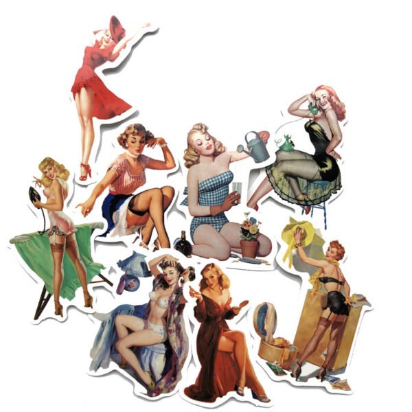 50张/包欧美复古美女怀旧贴纸junk journal涂鸦欧洲贵妇装饰贴纸