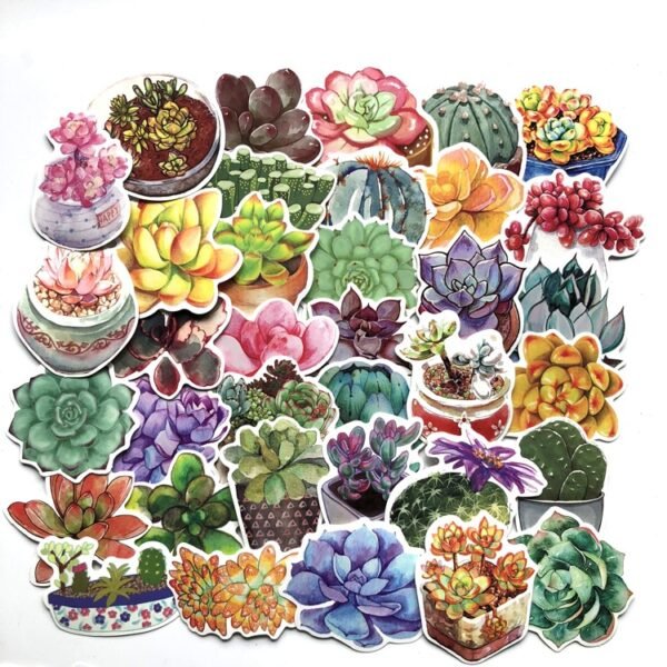 71张/包植物多肉贴涂鸦仙人掌盆栽笔记本贴行李拉杆箱小清新贴画