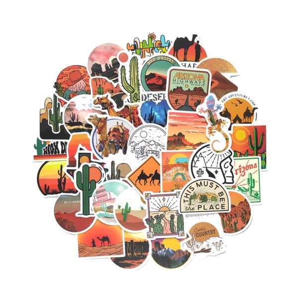 50张沙漠骆驼创意跨境不干胶贴画 电脑笔记本滑板摩托车水杯哑膜