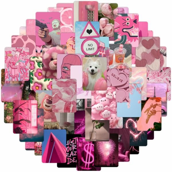 56张粉色pink少女心甜美风景日常文具手机水杯sticker手机壳贴纸