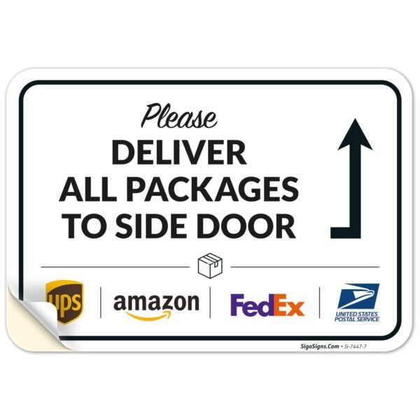 跨境美国包裹递送标志贴纸FedEx Amazon请送至右side door说明