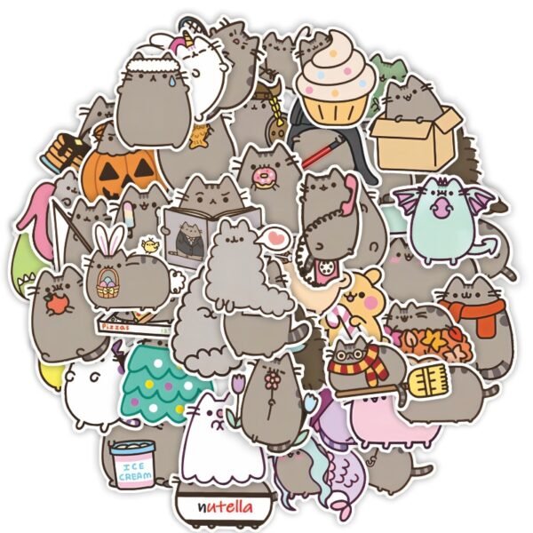 50张普希金小猫贴纸手机水杯行李箱滑板贴纸防水批发