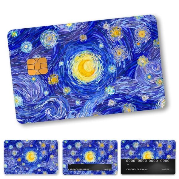 跨境星空画作信用卡个性化防水贴纸2x3.4英寸单张/套装可选