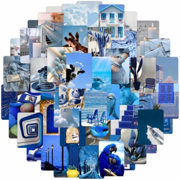 56张蓝色海洋天空风景卡通日常文具手机水杯sticker手机壳贴纸