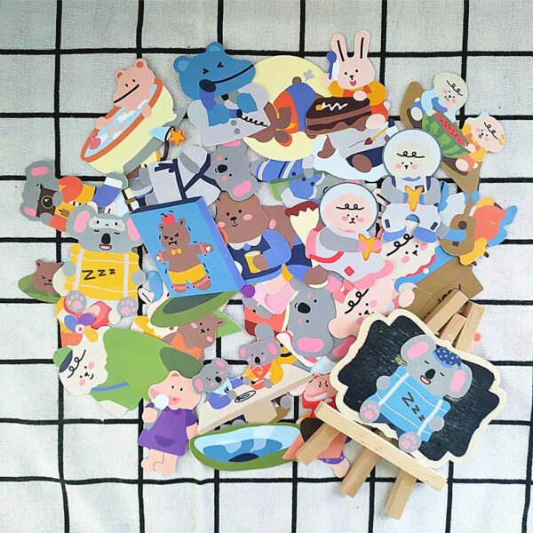 50张动物卡通小熊河马可爱DIY贴画水杯头盔行李箱笔记本哑膜贴纸