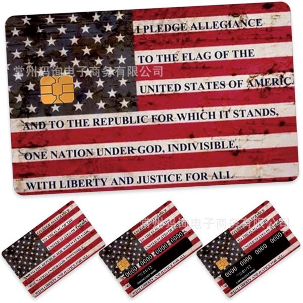 跨境美旗宣誓信用卡个性化防水贴纸2x3.4英寸单张/套装可选