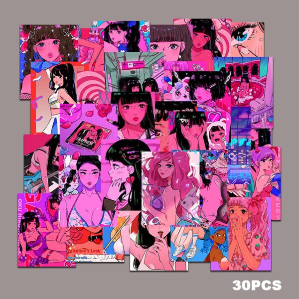 ins风少女怀旧日系创意贴画电脑笔记本衣柜水杯哑膜PVC不干胶贴纸