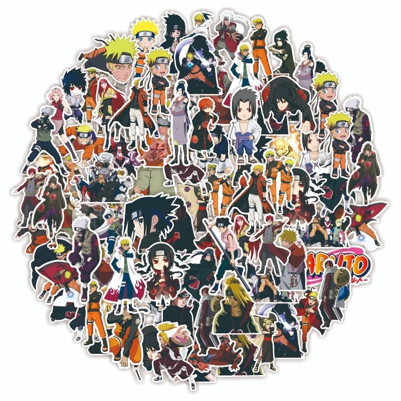 O1CN01IOQZY02JbZaHTrPDx_3995649440-0-cib. jpg 63张/包火影忍者鸣人佐助贴画行李箱贴纸个性笔记本贴卡通贴纸 - Image 1