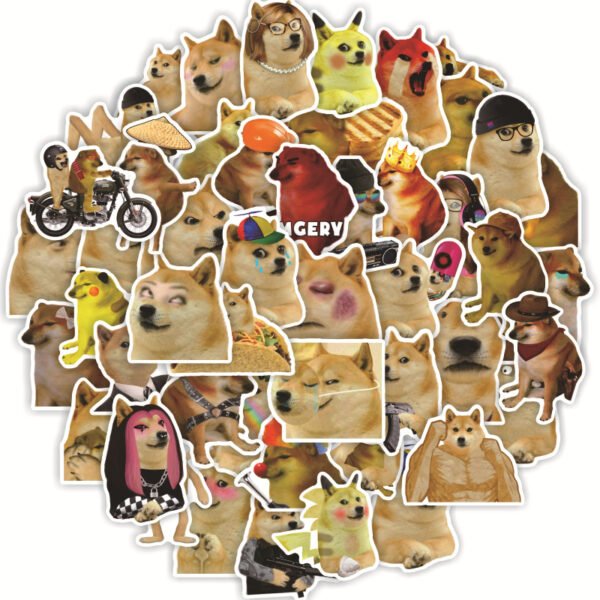 哑膜新款搞笑狗卡通ins创意涂鸦贴纸笔记本拉杆箱滑板吉他