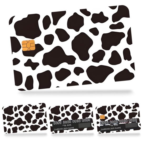 跨境新款奶牛纹信用卡个性化防水贴纸2x3.4英寸单张/套装可选
