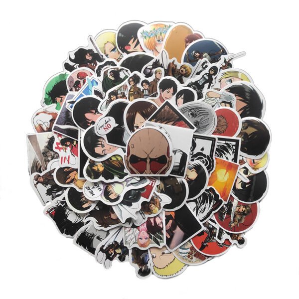 100张进击的巨人热卖日漫创意贴画电脑笔记本衣柜水杯哑膜PVC贴纸