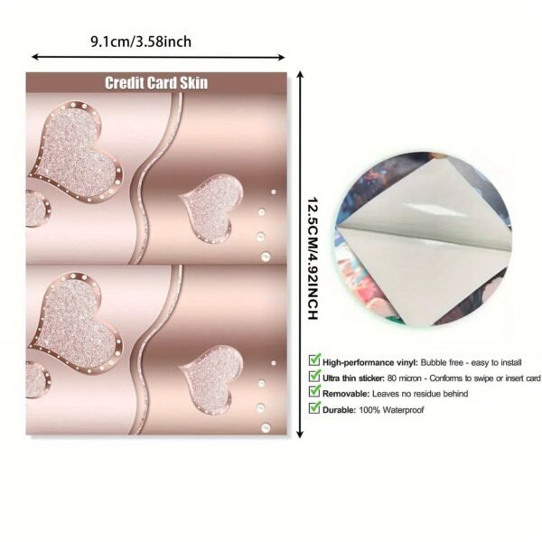 跨境粉钻爱心系列信用卡个性化防水贴纸2x3.4英寸单张/套装可选