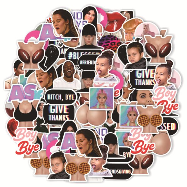 44张/包欧美女星卡戴珊名媛贴拉杆箱笔记本吉他外贸防水涂鸦贴纸