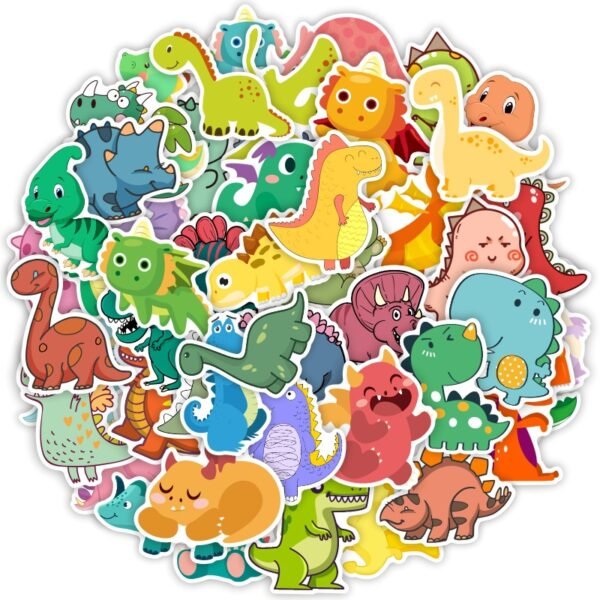 50张不重复Q版恐龙创意贴电脑笔记本衣柜水杯哑膜不干胶贴纸批发