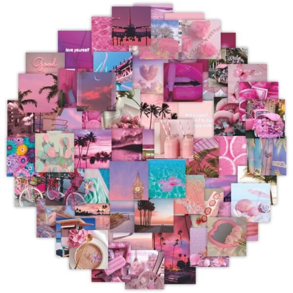 新款63张浪漫粉色可爱系夏日度假花卉唯美手机水杯文具DIY贴纸