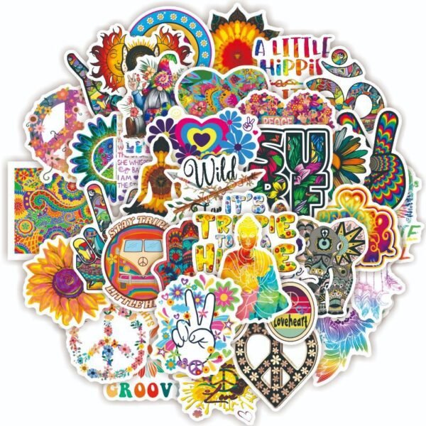 50张精神反叛运动系列嬉皮士贴纸笔记本拉杆箱滑板吉他平板贴画