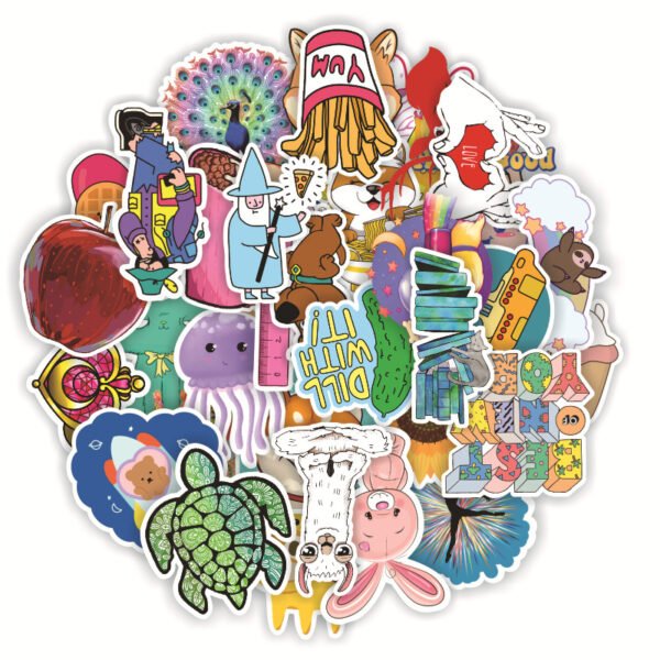 40张/包卡通小清新可爱Q萌背切工艺贴纸吉他滑板PVC汽车贴纸