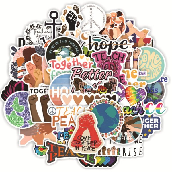50张/包不重复 love and peace系列贴纸笔记本拉杆箱滑板吉他贴画
