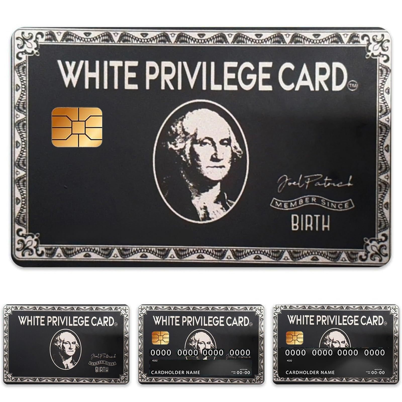 O1CN01o4wTV42JbZs1xRr9P_3995649440-0-cib.jpg 跨境新款White-Privilege信用卡个性化防水贴纸2x3.4英寸单张/套 - Image 1