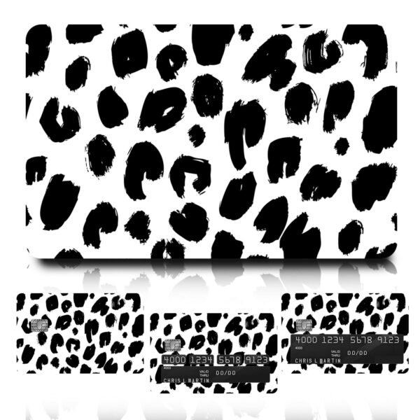 跨境新款黑白豹纹款信用卡个性化防水贴纸2x3.4英寸单张/套装可选