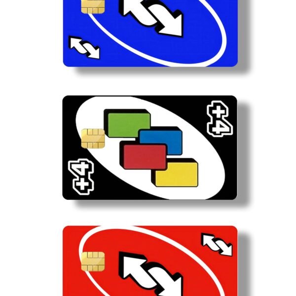 跨境新款桌游UNO转换卡3张套装信用卡个性化防水贴纸2x3.4英寸