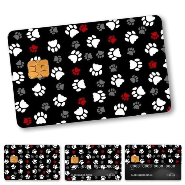 跨境新款卡通狗爪借记卡/信用卡贴纸防水2x3.4 英寸单张/套装可选