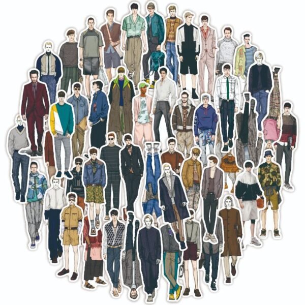 新款50张潮牌男士穿搭个性卡通装饰贴纸装饰笔记本行李箱贴纸批发