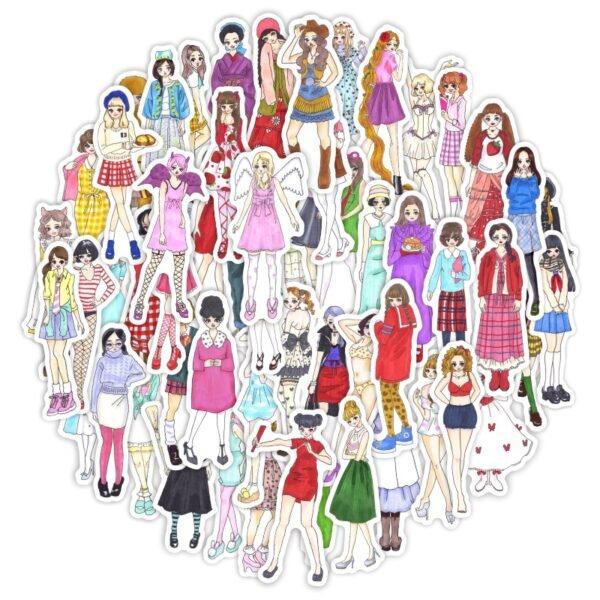 60张潮流街拍ins风少女心女孩手账贴日记本电脑水杯素材防水贴纸