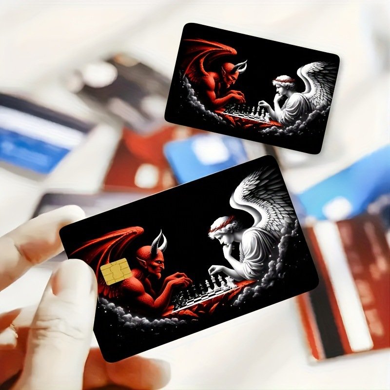 O1CN01wIXIx32JbZsdmAkmv_3995649440-0-cib. jpg 跨境Angel & Demon 信用卡个性化防水贴纸2x3.4英寸单张/套装可选 - Image 1