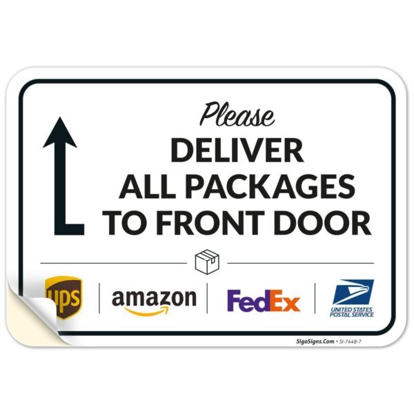美国包裹递送标志贴纸FedEx Amazon Ups邮递说明贴左前门10"x7"