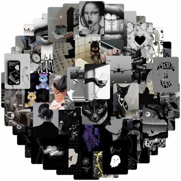 56张黑色ins风人物艺术简约diy笔记本防水礼物封口贴手账本贴纸